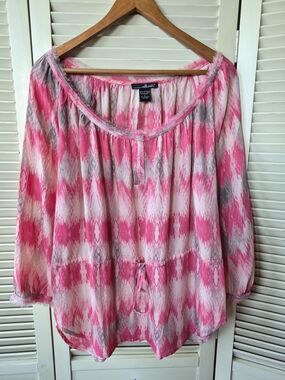 Willi Smith Sheer Pink Blouse Size Large